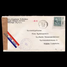 Airmail, Used cover from Chicago to Vienna, 21.05.1953, Michel 427