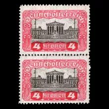 Michel 287 - Parliament, 4 Kronen, vertical pair, mint