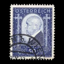 Michel 544 - Dr Ignaz Seipel, 50 Groschen, cancelled, "Baden b. Wien" postmark