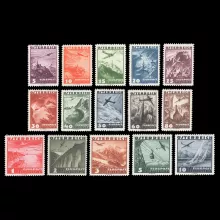 Michel 598-612 - "Airmail", aeroplane over landscapes, mint