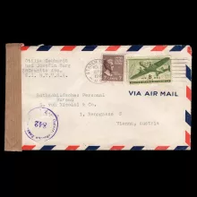 Airmail, Used cover from Staten Island to Vienna, 29.11.1949, Michel 419 and 501