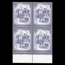 Michel 1478 - Beautiful Austria, 50 Schilling, block of 4 with lower margin, mint