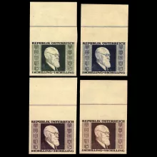 Michel 772 B - 775 B - set from Renner souvenir sheet (small sheet), with top margin, mint, certified