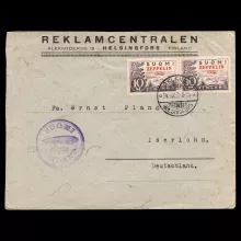 Suomi Zeppelin 1930 Luftpostbrief von Finnland nach Deutschland
