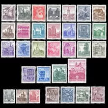 ANK 1090-1114 - Buildings and architectural monuments, 1957/1970, including miniature postage stamps and supplementary values, mint