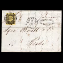 Brief von Breslau nach Pesth am 12. August 1853, Michel 4, Vierringstempel, Ortsstempel