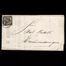Old Germany Baden, folded cover from Mannheim to Emmendingen, Michel 17, 1869