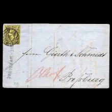 Old Germany Saxony, folded cover from Leipzig to Bratislava, Michel 11, 1861