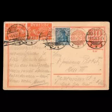 German Reich postcard from Westerland to Vienna, postal stationary, mixed franking, 1922