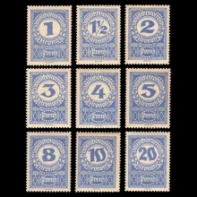 Michel 84-92 - Kronen values - portrait format, type y, postage due, 1919/1921, mint