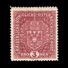 Michel 201 II – Coat of arms design, 3 crowns, 1916, unused