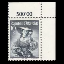 Michel 926 VI. Plate error - Austrian folk costumes, 10 Schilling, mint, certified