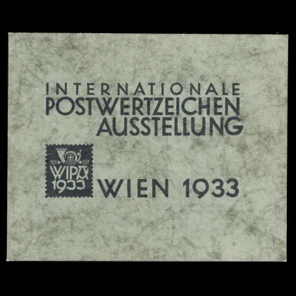 WIPA block with envelope, 1933, fibre paper, mint, verified