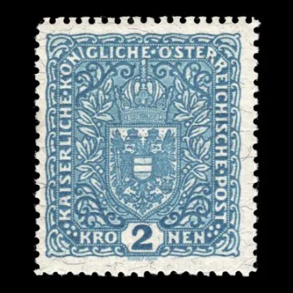 Michel 208 II Ba - 2 crowns, coat of arms design on fibre paper, 1917/1919, mint, certified