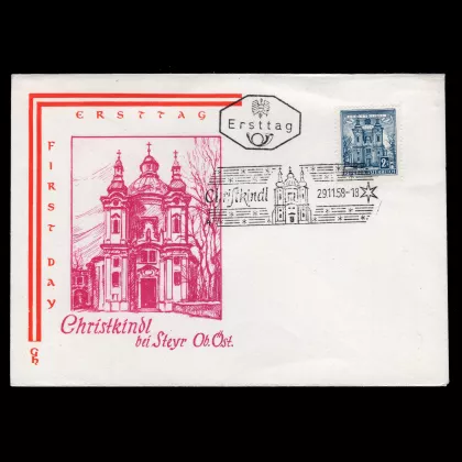 ANK 1102 - Bauwerke und Baudenkmäler, 2 Schilling, Ersttagsbrief, Ersttag des Christkindl-Stempels