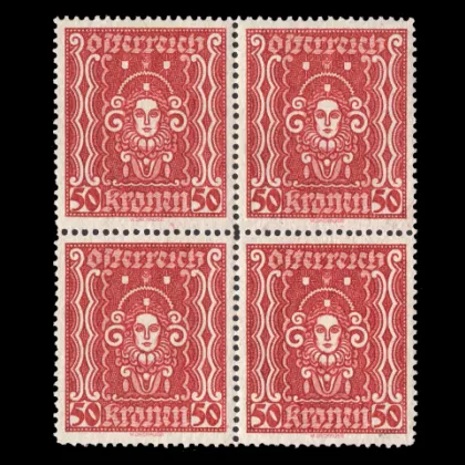 ANK 400 I. A - Frauenkopf, 50 Kronen, 4er Block, postfrisch