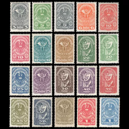 Michel 255-274 - Postage stamps post horn, coat of arms, allegory, mint