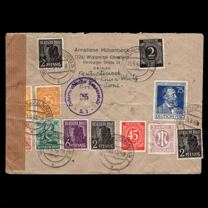 Gelaufener Brief von Wuppertal-Elberfeld nach Wien am 23.06.1948, Alliierte Besetzung, Britische-Zone