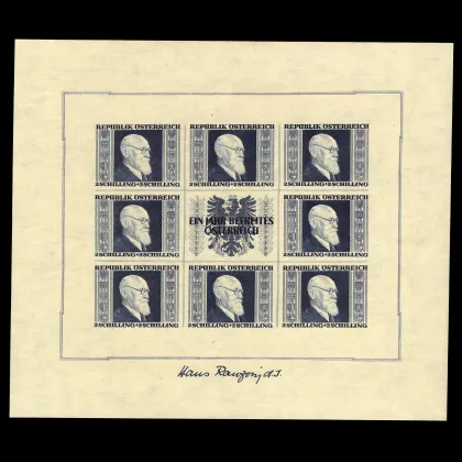 Michel 773 - Renner block, 4 miniature sheets, 1946, mint
