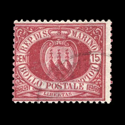 Sassone 15 - Coat of Arms, 15 centesimi, 1892, cancelled