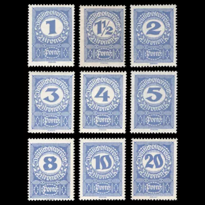 ANK 84-92 - Kronenwerte - Hochformat, Typ x, Portomarken, 1919/1921, postfrisch