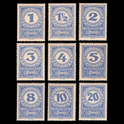 ANK 84-92 - Kronenwerte - Hochformat, Typ y, Portomarken, 1919/1921, postfrisch
