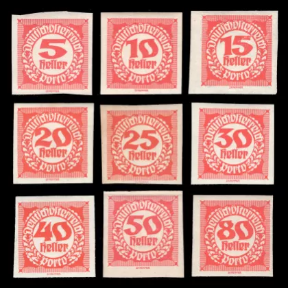Michel 93-101 - New imperforated numerals, postage due stamps, 1920, mint
