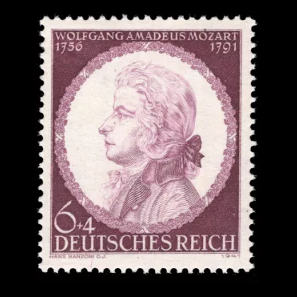 Michel 810 II. - 150th anniversary of the death of Wolfgang Amadeus Mozart with plate error II, mint