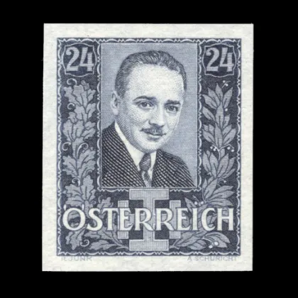 ANK 590 U Typ II - Trauermarke Dr. Engelbert Dollfuß - 24 Groschen, ungezähnt, geprüft, postfrisch
